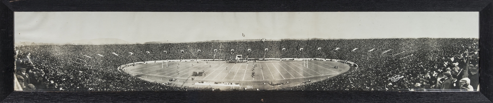 1914 Harvard vs. Yale Action Photo Of Grand Opening of Yale Bowl In 53x10 Framed Display
